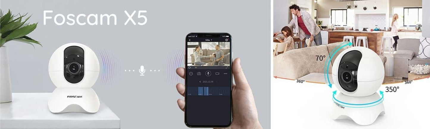 Foscam X5 Super HD 5 MP (Auflösung von 2592 × 1944 Pixel) WLAN Überwachungskamera - Calitronshop.com